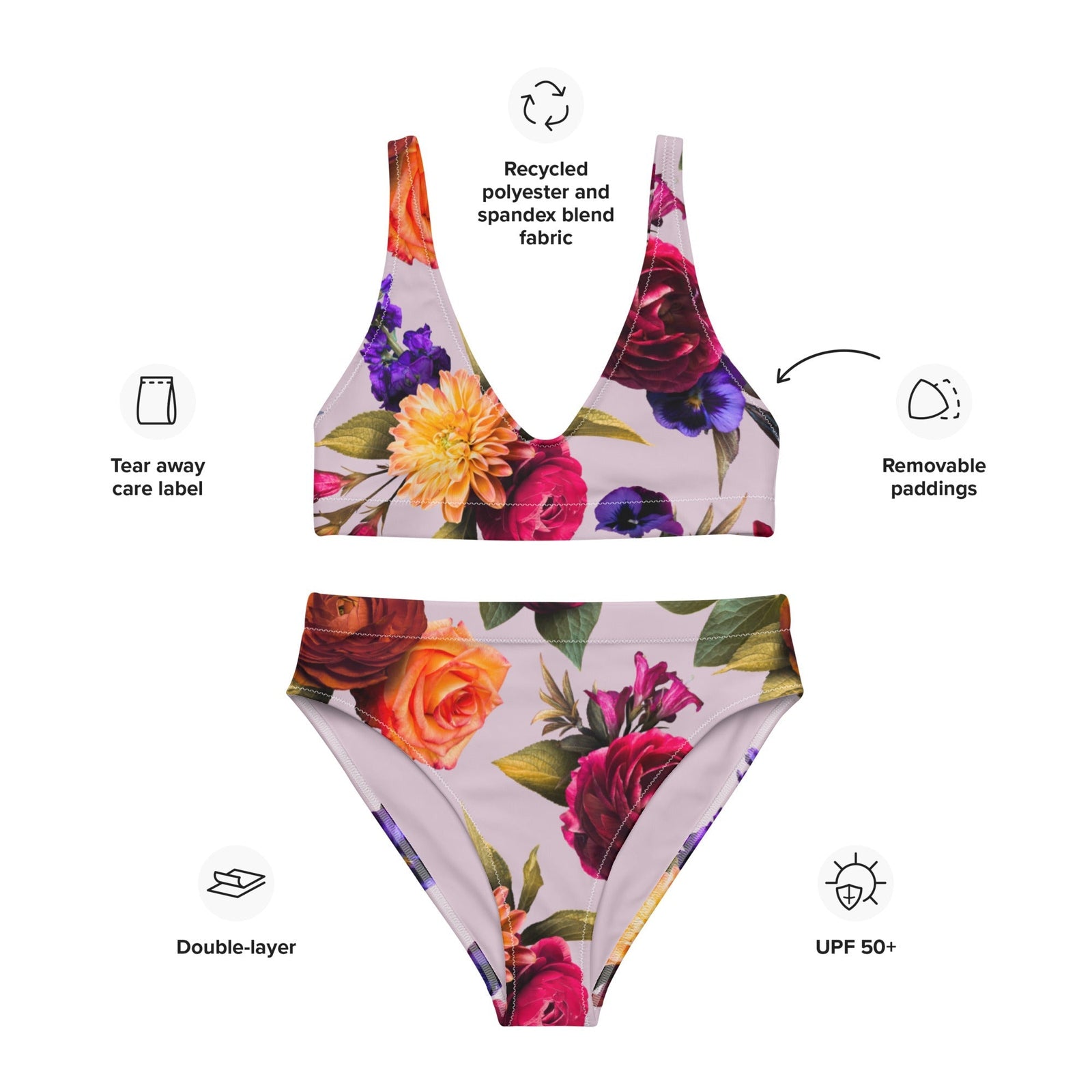 Floral Burst - Recycelter Bikini mit hoher Taille-recycelte Bikinis-linaliva.de
